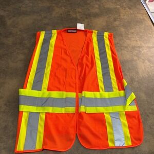 Craftsman Safety Vest Mens XL‎ Orange Reflective Mesh ANSI Class 2 High Vis